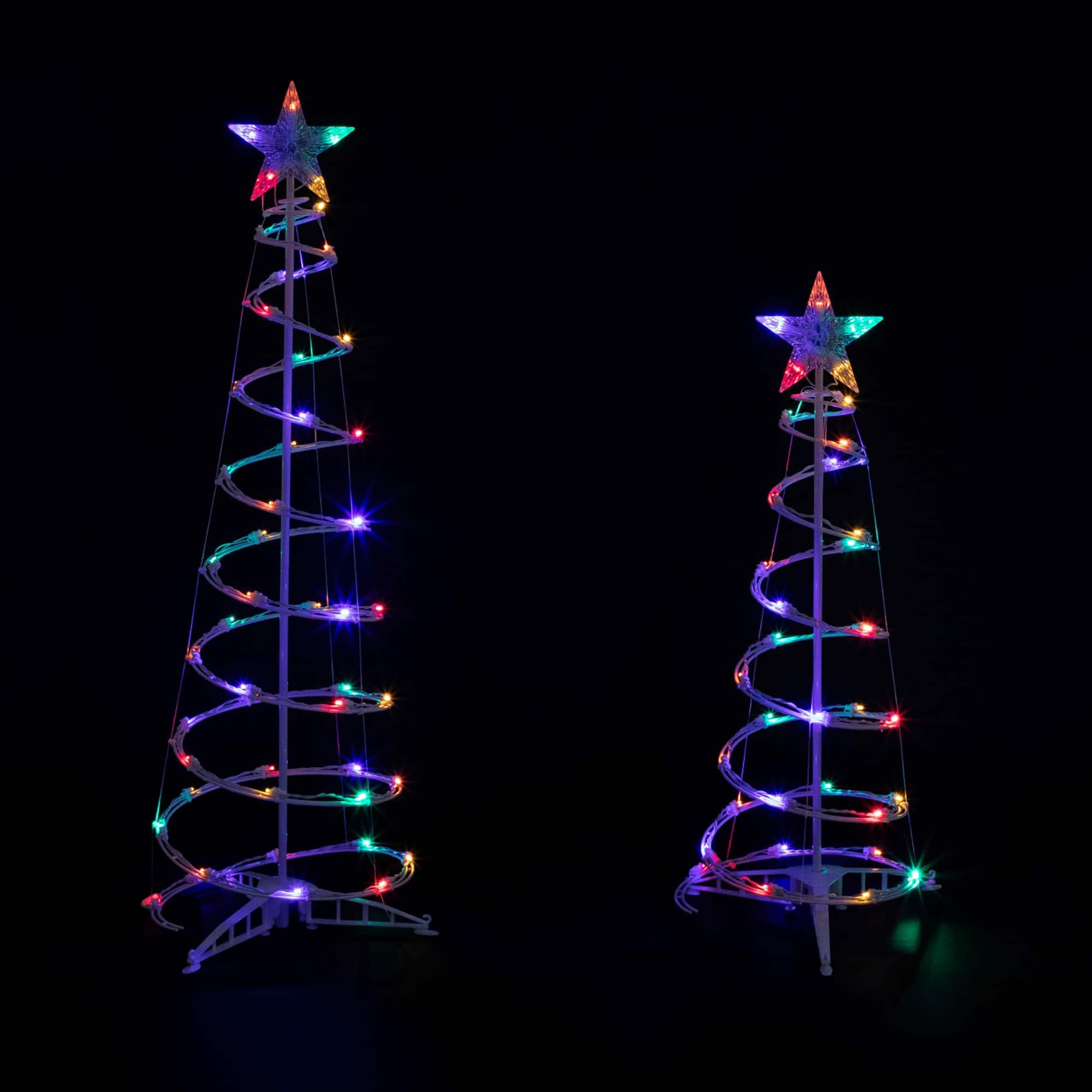 3ft. & 4ft. LED Lighted Spiral Outdoor Christmas Tree Set
